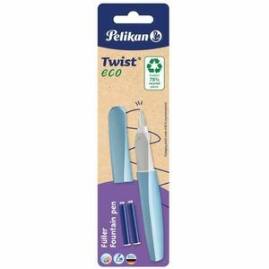 Stilou Pelikan Twist ECO, grip ergonomic, 2 patroane albastre, blister imagine