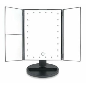 Oglinda cosmetica RIO MMFD, iluminare cu 24 LED-uri, rotire 180°, zoom 2x si 3x, control tactil, reglare intensitate, 4xAA/USB, Negru imagine