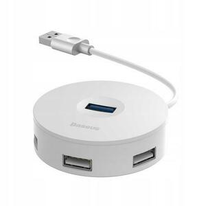 Hub USB 3.0 Baseus cu 4 porturi 1xUSB 3.0 si 3xUSB 2.0, alb imagine