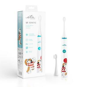 Periuta de dinti ETA ETA070690000 Sonetic Kids Toothbrush, 4 moduri, 2 capete incluse (Albastru/Alb) imagine