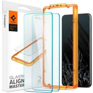 Folie de protectie Ecran Spigen Alm GlastR pentru Google Pixel 8 Pro, Sticla Securizata, Full Glue, Set 2 bucati, Neagra imagine