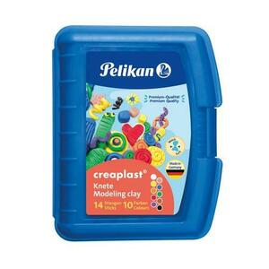 Plastilina Pelikan Creaplast 240g, set 14 batoane, 10 culori asortate (Albastru) imagine