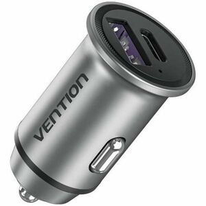 Incarcator auto Vention Two-Port USB A+A(30+30) Car Charger Gray Mini Style Aluminium Alloy Type imagine