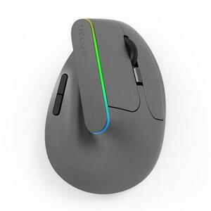 Mouse vertical Delux M618DB, Wireless, RGB, 2400 DPI, 6 Butoane, 2.4GHz, Bluetooth 4.0, Negru imagine