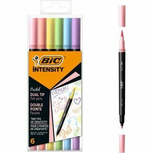 Set 6 bucati markere de colorat cu dublu varf BIC Intensity Pastel imagine