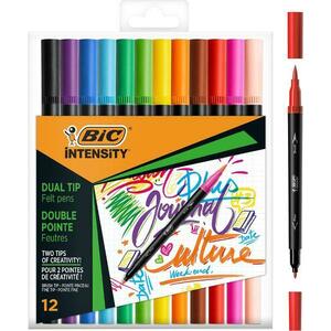 Markere/Carioci de colorat cu dublu varf BIC Intensity, 12 culori imagine