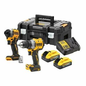 Set masini de insurubat si gaurit DeWalt DCK2051H2T-QW, 2 acumulatori Powerstack, 18 V, 5.0 Ah, valiza (Galben/Negru) imagine