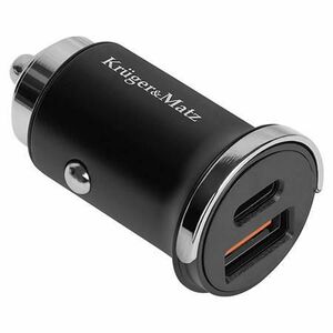 Incarcator auto Kruger&Matz KM0871, 1 x USB-C, 1 x USB, 30W (Negru) imagine