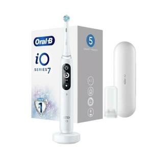 Periuta de dinti electrica Oral-B iO7 cu Tehnologie Magnetica si Micro-Vibratii, Inteligenta artificiala, Display led interactiv, Senzor de presiune Smart, Timer vizibil, 5 moduri, 1 capat, Suport rezerve, Incarcator magnetic, Trusa de calatorie, Alb imagine