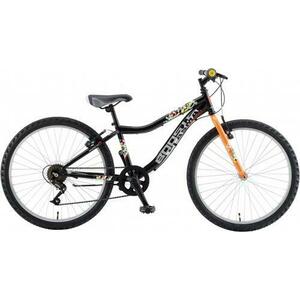 Bicicleta Copii Booster 2023 Plasma, roti 24 Inch, cadru otel, Frana V-Brake, 6 Viteze, Negru/Portocaliu imagine