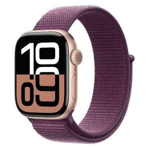 Smartwatch Apple Watch 10 GPS, Carcasa Rose Gold Aluminium 42mm, ecran LTPO OLED, 64GB, curea Plum Sport Loop (Roz/Visiniu) imagine