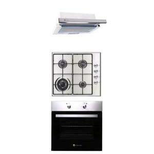 Pachet incorporabil Studio Casa Viva Milano, Cuptor electric multifunctional + Plita 4 arzatoare gaz + Hota telescopica, Wok, Clasa A, Ventilator, 65 l, Inox imagine