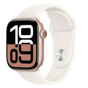 Smartwatch Apple Watch 10 GPS Cellular, Carcasa Gold Aluminium 42mm, ecran LTPO OLED, 64GB, curea silicon Starlight Sport Band - S/M (Auriu) imagine