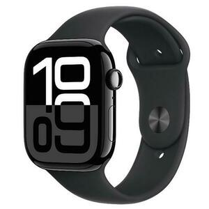 Smartwatch Apple Watch 10 GPS Cellular, Carcasa Jet Black Aluminium 46mm, ecran LTPO OLED, 64GB, curea silicon Black Sport Band - M/L (Negru) imagine