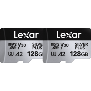 Set 2 carduri de memorie Lexar Professional SILVER Plus LMSSIPL128G-B2ANG, 128GB, microSDXC, UHS-I U3, V30 imagine