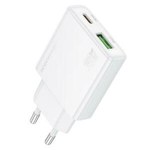 Incarcator Retea Borofone BN25 Wish, 30W, 3A, 1 x USB-A, 1 x USB-C, Alb imagine