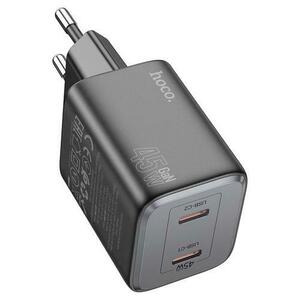 Incarcator Retea HOCO N42, 45W, 3A, 2 x USB-C, Negru imagine