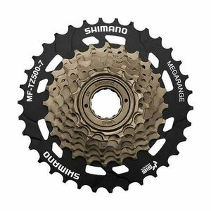 Pinion Filetat Shimano Tourney MF-TZ500, 7Vit, 14-34T, MEGA RANGE, Maro/Negru imagine