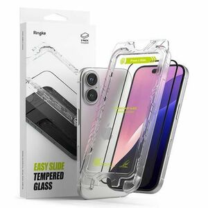 Folie de protectie Ecran Ringke Easy Slide pentru Apple iPhone 16 Plus / 15 Plus, Sticla Securizata, Full Glue, Set 2 bucati, Neagra imagine