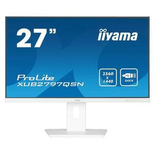 Monitor IPS LED Iiyama 27inch XUB2797QSN-W2, QHD (2560 x 1440), HDMI, DisplayPort, Boxe, Pivot, 100 Hz, 1 ms (Alb) imagine