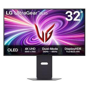 Monitor Gaming OLED LG 31.5inch 32GS95UV-B, UHD (3840 x 2160), HDMI, DisplayPort, Boxe, 240 Hz, 0.03 ms (Negru) imagine