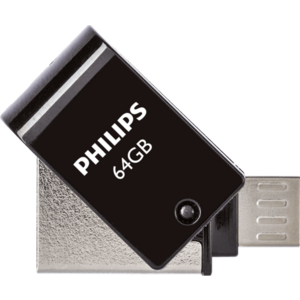 Stick USB Philips 2 in 1 OTG, 64GB, USB 2.0 + Micro B (Negru) imagine