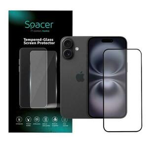 Flie sticla Spacer pentru Iphone 16, grosime 0.3mm, acoperire totala ecran, Transparent/Negru imagine