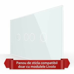 Panou Intrerupator Dublu + Dublu cu Touch LIVOLO din Sticla, Standard Italian - 4M (Alb) imagine