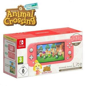 Consola NINTENDO Switch Lite Coral, Bluetooth 4.1, USB Type-C, 32 GB (Roz) + Joc Animal Crossing imagine