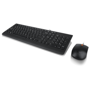 Kit tastatura si mouse Lenovo 300, Cu fir, Layout US, 1600 dpi (Negru) imagine