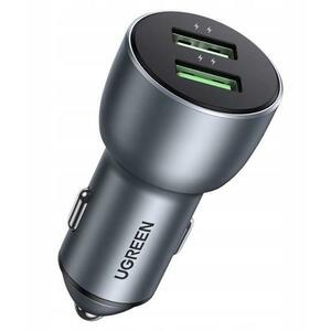 Incarcator Auto UGREEN CD213, 36W, 3A, 2 x USB-A, Gri imagine