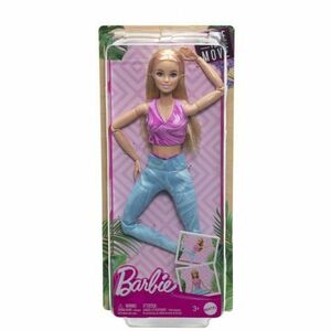 Papusa Barbie Made to move - Barbie blonda cu top roz imagine