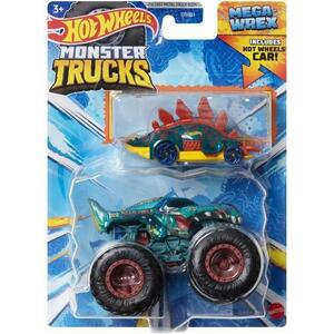 Set 2 masinute Hot Wheels - Monster Truck si masinuta metalica, Mega Wrex imagine