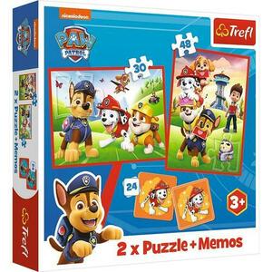 Set 2 puzzle-uri + joc memorie Trefl - Paw Patrol, Echipa in actiune, 30/48 piese imagine