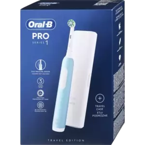 Periuta de dinti electrica Oral-B Pro Series 1, Curatare 3D, 3 moduri periaj, Timer, Senzor de presiune, 1 capat inclus, Husa de calatorie (Albastru) imagine