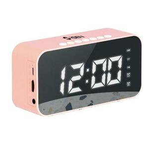 Radio cu ceas iSEN S15, Bluetooth, Termometru, Display Led, Alarma, Radio FM, Difuzoare HD, Redare TF Card, 1200mAh (Roz) imagine