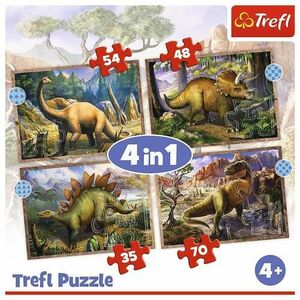 Puzzle Trefl 4 in 1 Dinozaurii Interesanti, 35/48/54/70 piese imagine