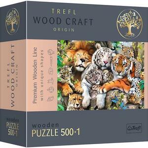 Puzzle din lemn Trefl Wood Craft, Felinele din jungla, 500+1 piese imagine