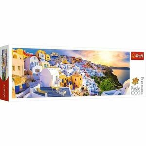 Puzzle Trefl Panorama Apus in Santorini, 1000 piese imagine