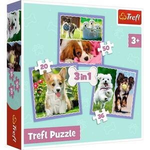 Puzzle Trefl 3 in 1 Catelusii adorabili, 20/36/50 piese imagine