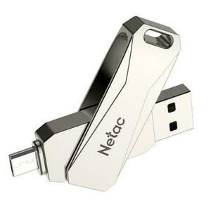 Stick USB Netac NT03U782C-128G-30PN, 128 GB, USB3.0+TypeC (Argintiu) imagine