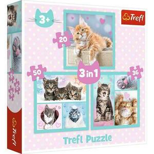 Puzzle Trefl 3 in 1 Pisicutele Dragalase, 20/36/50 piese imagine