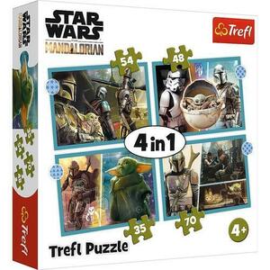 Puzzle Trefl 4 in 1 Star Wars Mandalorianul, 35/48/54/70 piese imagine