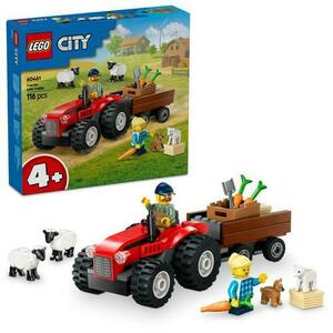 LEGO® City - Tractor de ferma rosu cu remorca si oi 60461, 116 piese imagine