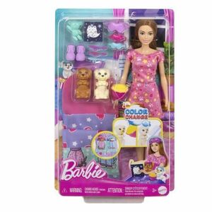 Set de joaca Barbie Petrecere in pijamale, cu 2 catelusi imagine