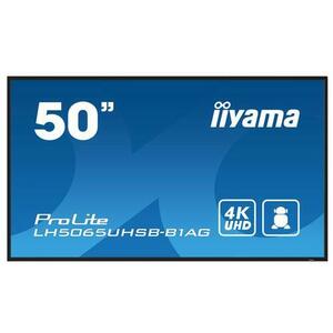 Ecran Profesional VA LED Iiyama 49.5inch LH5075UHS-B1AG, UHD (3840 x 2160), HDMI, DisplayPort, Boxe, WiFi (Negru) imagine