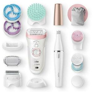 Epilator Braun Silk-epil 9-995, Premium 9-in-1, Wet & Dry, Tehnologie SensoSmart (Alb/Roz) imagine