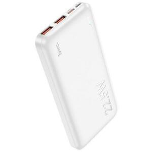 Baterie Externa HOCO J101, 10000mAh, 22.5W, QC + PD, 1 x USB-C - 2 x USB-A (Alb) imagine