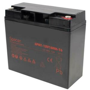 Acumulator UPS SPACER 12V / 18Ah, inaltime+terminal: 167mm, terminal F6(T6) (Negru) imagine