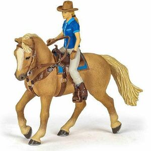 Set figurine Papo - Cai si Ponei, Cowgirl pe cal imagine